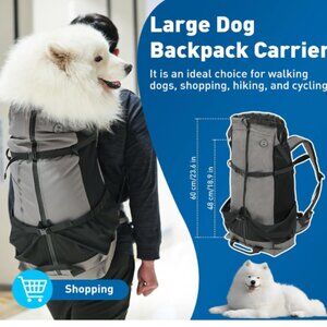 Gray ETIAL Waterproof Dog Backpack Carrier For Medium To Large Dogs Up To 66 lbs